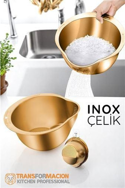 Modacar Pirinç Süzgeci Makarna Salata Süzgeci 304 Inox Paslanmaz Çelik