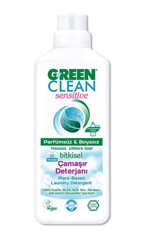 Green Clean Sensitive Parfümsüz Bitkisel Çamaşır Deterjanı 1000 ml