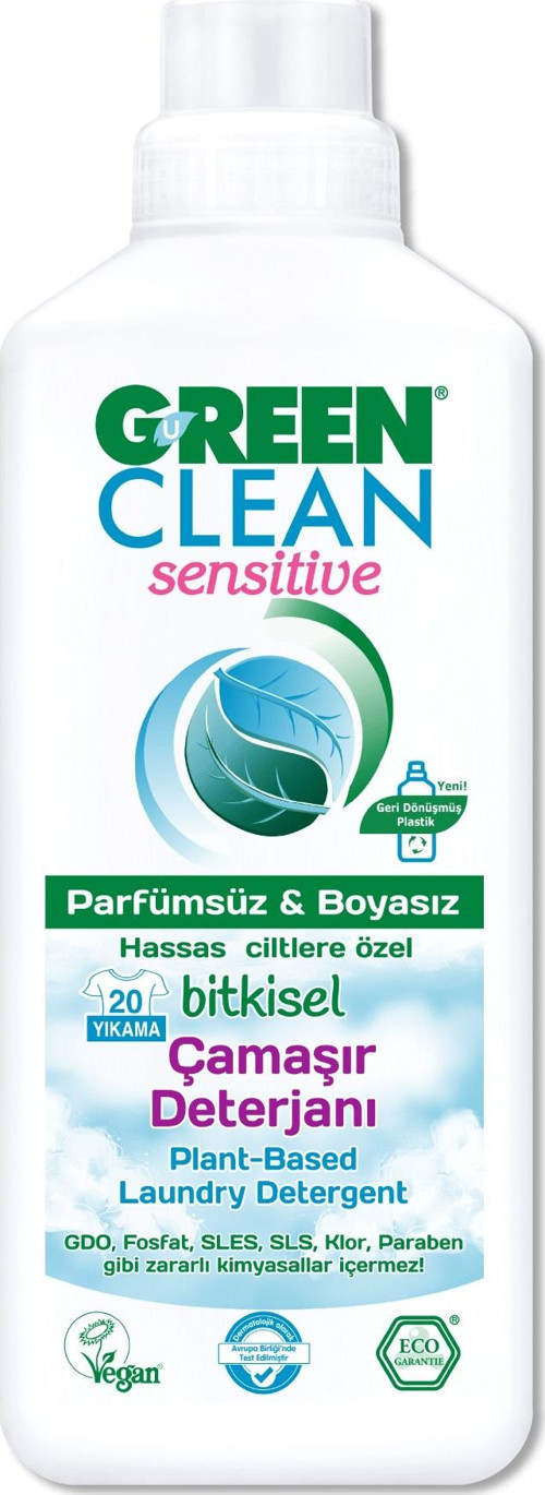 Green Clean Sensitive Parfümsüz Bitkisel Çamaşır Deterjanı 1000 ml