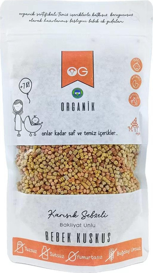 OG Natural Organik Karışık Sebzeli Bakliyat Unlu Bebek Kuskus 250 Gr