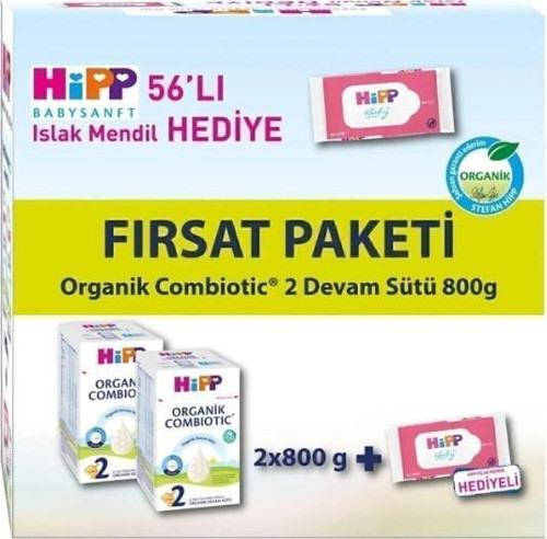 Hipp 2 Organik Combiotic Bebek Sütü 800 Gr X2 Islak Mendil Hediyeli