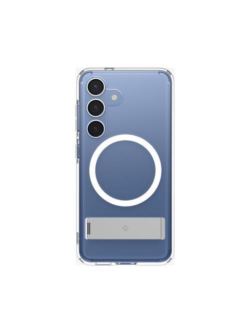 Galaxy S25 ince Kılıf Ultra Hybrid S Metal Stand'lı Sararma Karşıtı DuraClear™ Hava Kanalı Teknolojisi™ Askeri Sınıf Koruma MagFit özellikli Clear White Şeffaf Kapak - ACS09026