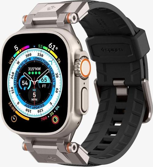 Apple Watch 49mm Ultra 2/1 - 46mm Seri 10 - 45mm Seri 9/8/7 - 44mm Seri SE2/SE/6/5/4 Kordon Kayış Band DuraPro Armor Black - AMP06065