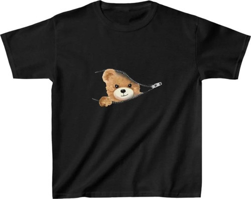 Unisex Çocuk Baskılı T-Shirt - Siyah