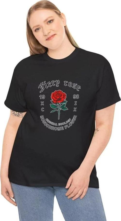 Unisex Kadın Bisiklet Yaka Baskılı T-Shirt - Siyah