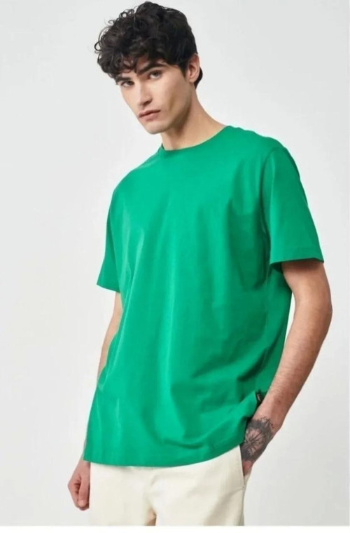 Erkek 24/1 Düz A Kalite Oversize T-shirt - Yeşil