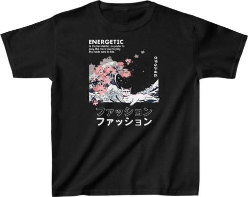 Unisex Çocuk Baskılı T-Shirt - Siyah