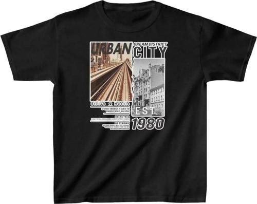 Unisex Çocuk Baskılı T-Shirt - Siyah