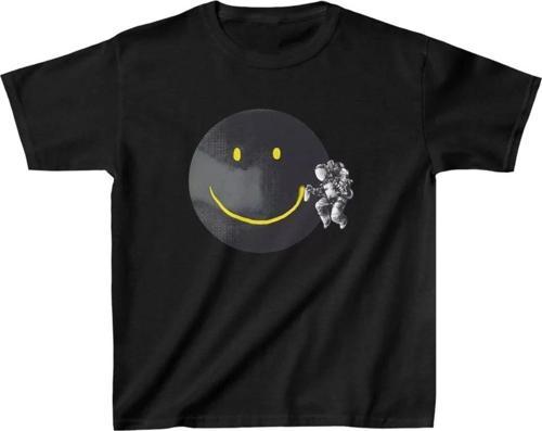 Unisex Çocuk Baskılı T-Shirt - Siyah