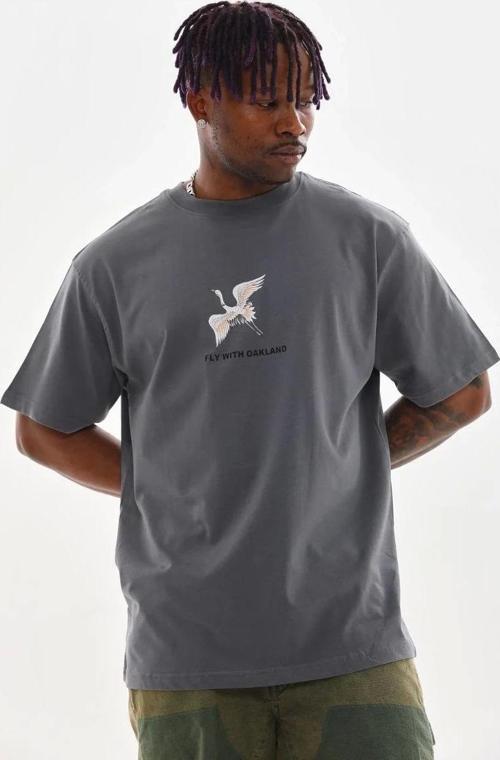 Unisex Baskılı Oversize T-Shirt - Füme