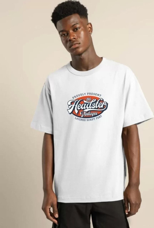 Unisex Baskılı Oversize T-Shirt - Beyaz