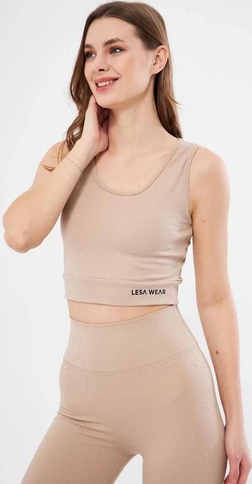 Kadın Fitilli Baskılı Crop - Bej