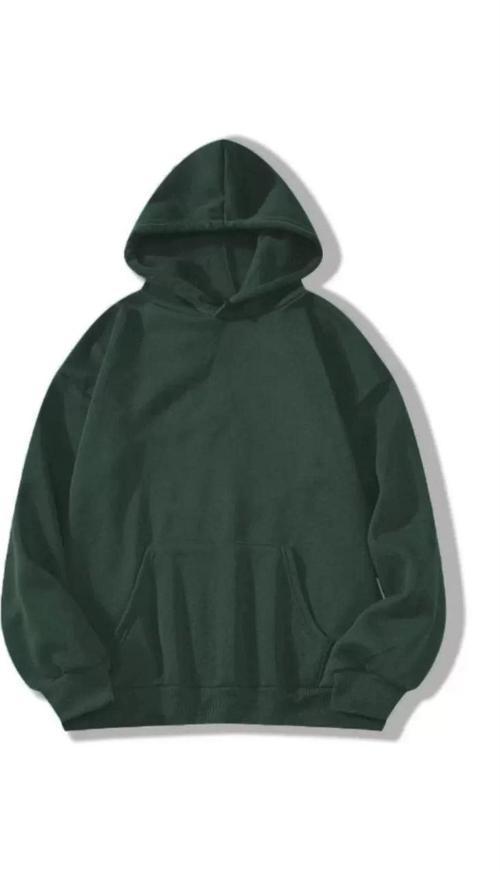 3 İplik Pamuklu Unisex Kapşonlu Sweetshirt - Haki