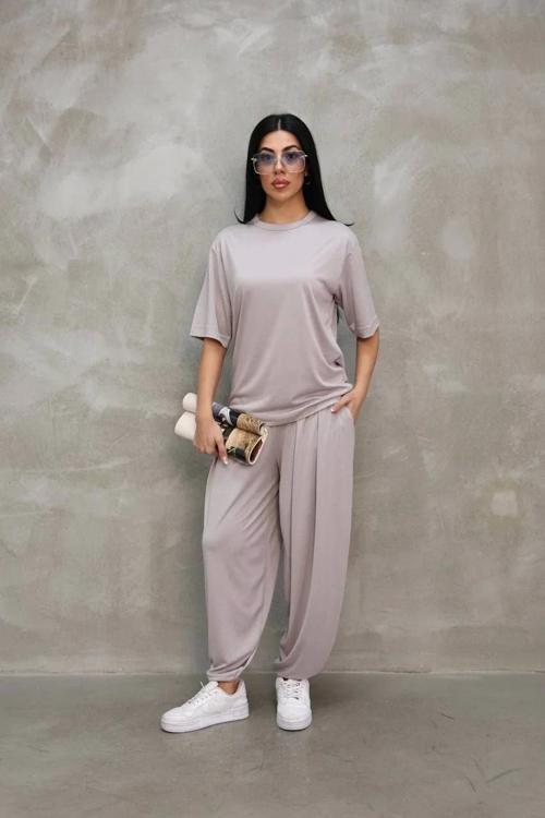 Osy Modal Yumuşak Dokulu Kumaş Oversize Bisiklet Yaka T-shirt Jogger Eşofman Altı Eşofman Takımı - G