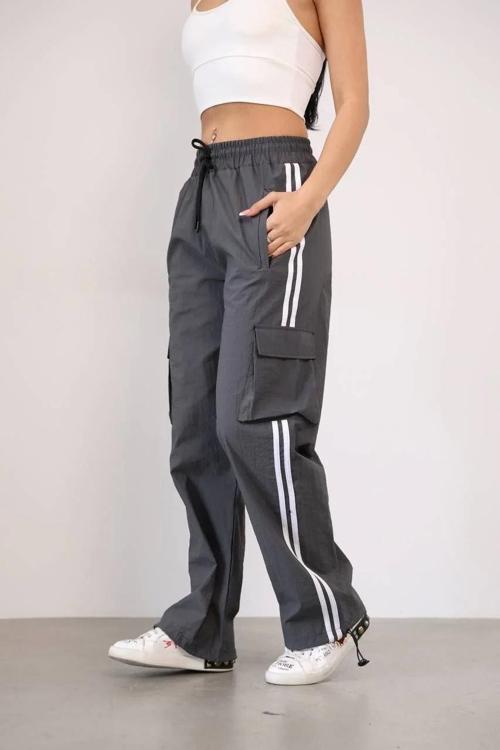 Paraşüt Kumaş Kargo Ceplı Baggy Eşofman - Gri