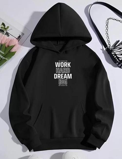 Kışlık Üç İplik Kapüşonlu SweatShirt - Siyah