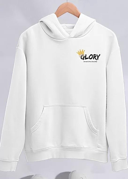 Kışlık Üç İplik Kapüşonlu SweatShirt - Beyaz