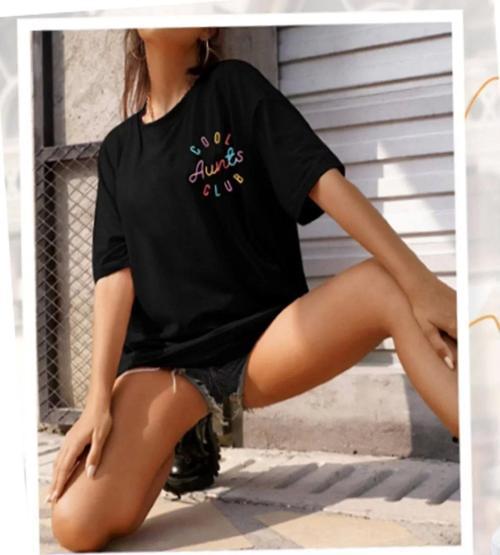 Baskılı Kadın T-shirt - Siyah