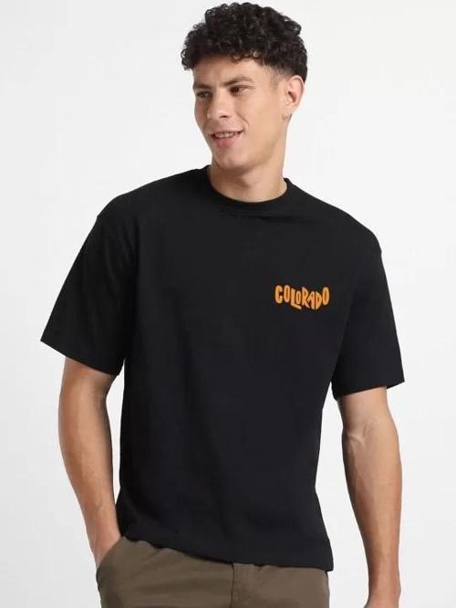 Erkek Baskılı Oversize T-shirt - Siyah