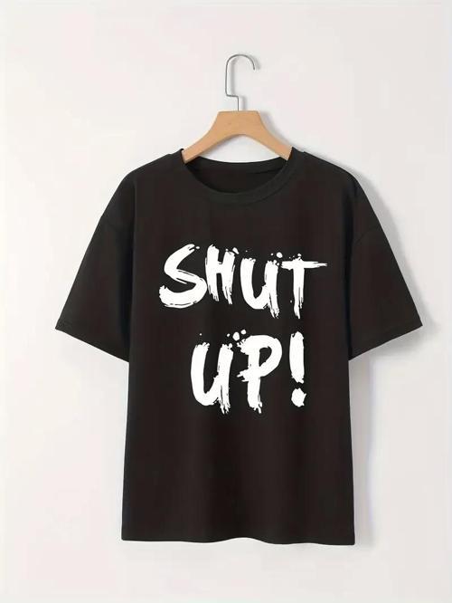 20/1 Penye Compack Baskılı Oversize Bisiklet Yaka m Kısa Kol Yazlık T-shirt - Siyah