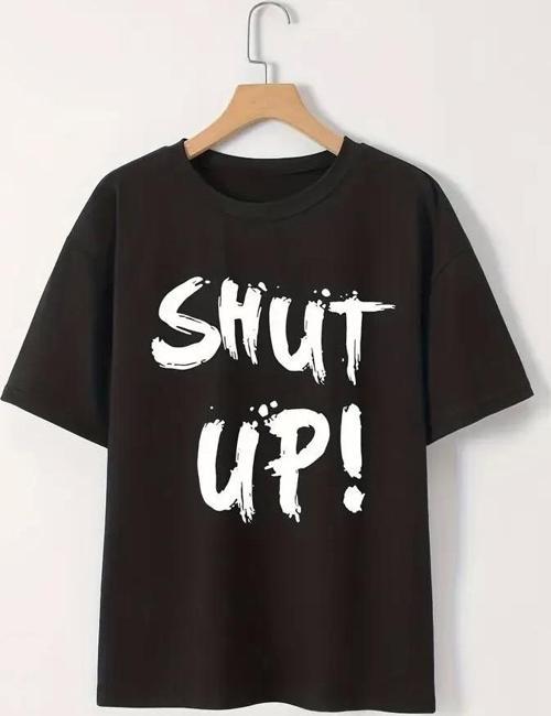 20/1 Penye Compack Baskılı Oversize Bisiklet Yaka m Kısa Kol Yazlık T-shirt - Siyah