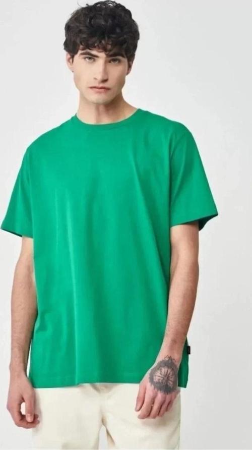 Unisex Düz Biskilet Yaka Oversize T-shirt - Yeşil