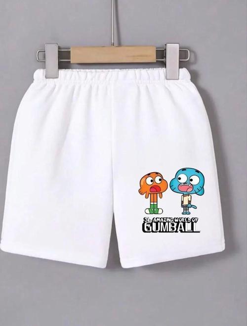 Kadın Beli Lastikli Baskılı Mini Şort - Beyaz