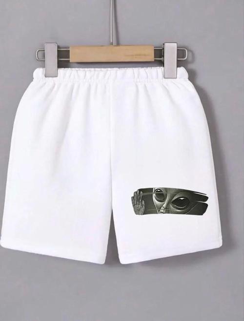 Kadın Beli Lastikli Baskılı Mini Şort - Beyaz