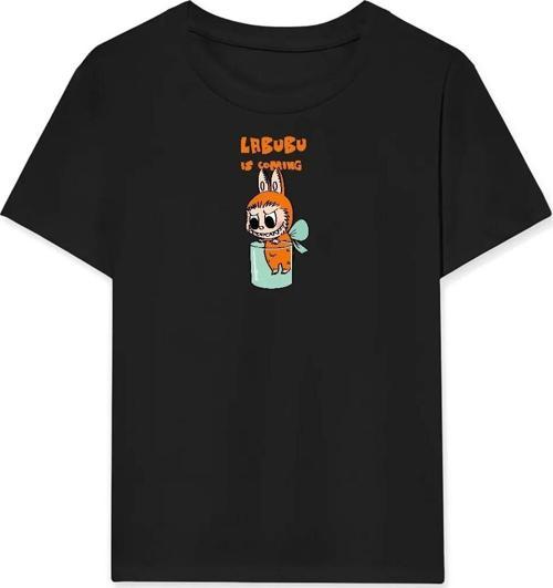 Kız Labubu Çocuk Baskılı T-Shirt - Siyah