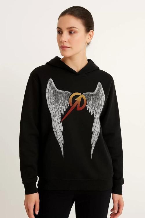 Metallica İki İplik Kapüşonlu Ön ve Arka Baskılı hoodie - Siyah