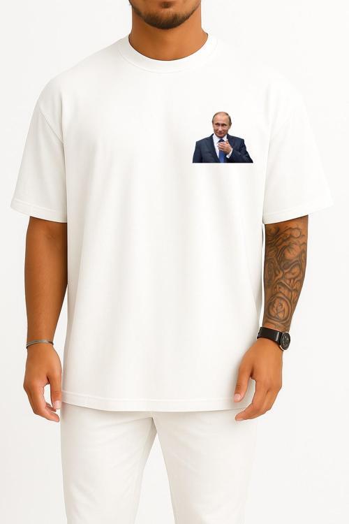 Oversize Vladimir Putin Cep Tasarımlı Unisex T-Shirt