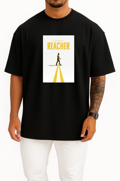 Oversize Alan Ritchson Reacher Göğüs Tasarımlı Unisex T-Shirt
