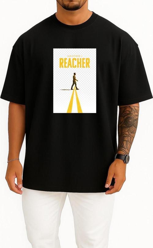 Oversize Alan Ritchson Reacher Göğüs Tasarımlı Unisex T-Shirt