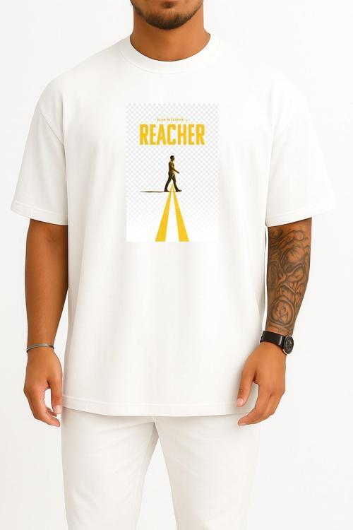 Oversize Alan Ritchson Reacher Göğüs Tasarımlı Unisex T-Shirt
