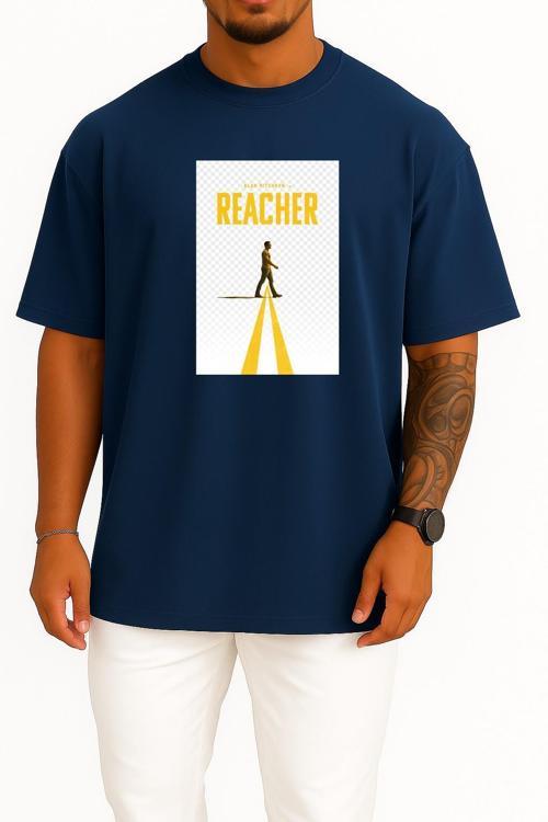 Oversize Alan Ritchson Reacher Göğüs Tasarımlı Unisex T-Shirt