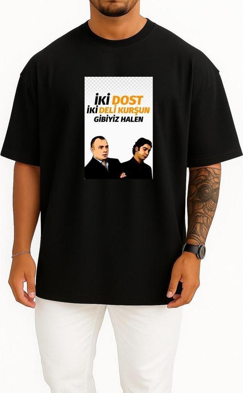 Oversize Süleyman Çakır Ve Polat Alemdar Göğüs Tasarımlı Unisex T-Shirt