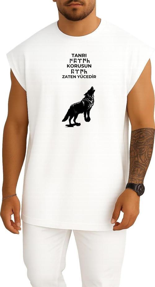 Oversize Göktürk Tanrı Türkü Korusun Göğüs Tasarımlı Atlet