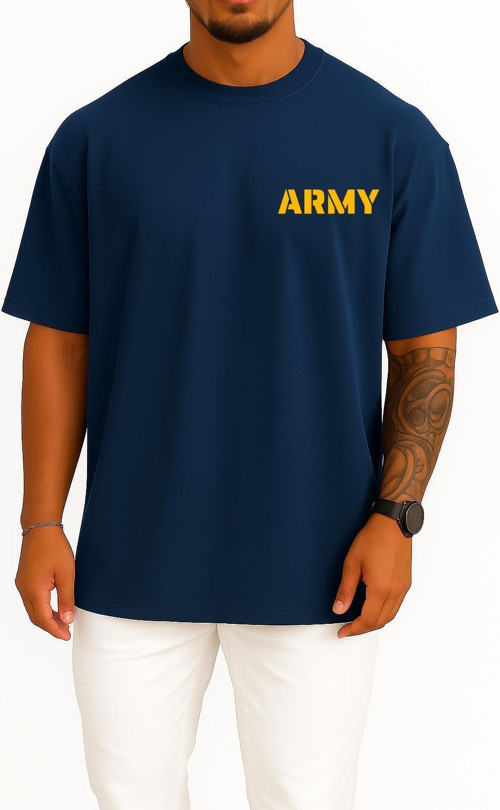 Oversize Army Cep Tasarımlı Unisex T-Shirt