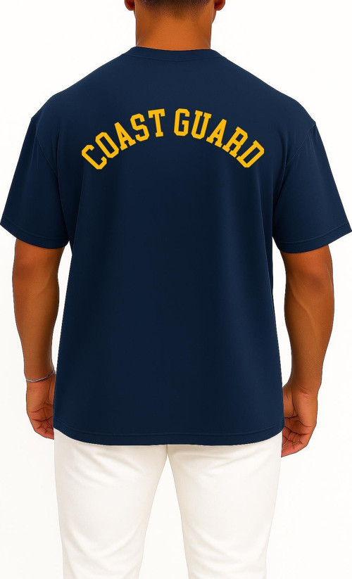 Oversize Coast Guard Sırt Tasarımlı Unisex T-Shirt