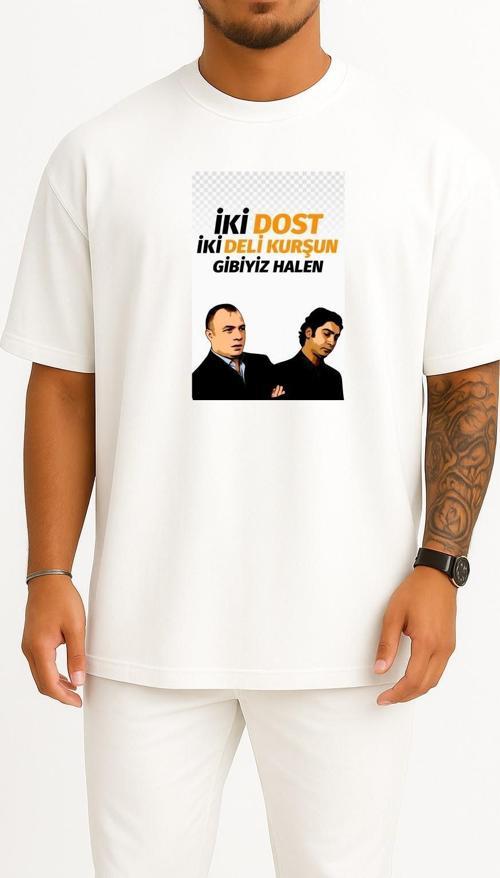 Oversize Süleyman Çakır Ve Polat Alemdar Göğüs Tasarımlı Unisex T-Shirt