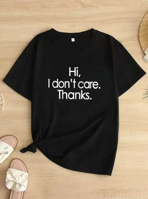 Hi, I don't care. Thanks. (Merhaba, önemli değil. Teşekkürler.) Baskılı Oversize Bisiklet Yaka T-shi