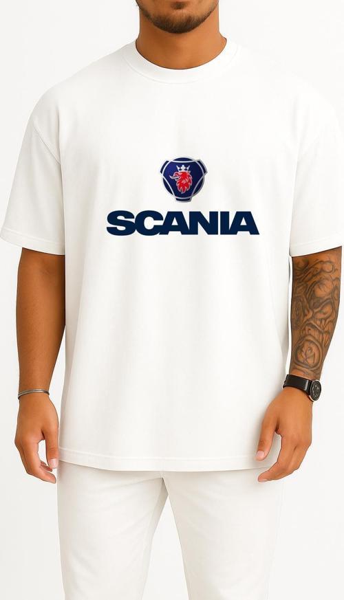 Oversize Scania Logo Göğüs Tasarımlı Unisex T-Shirt