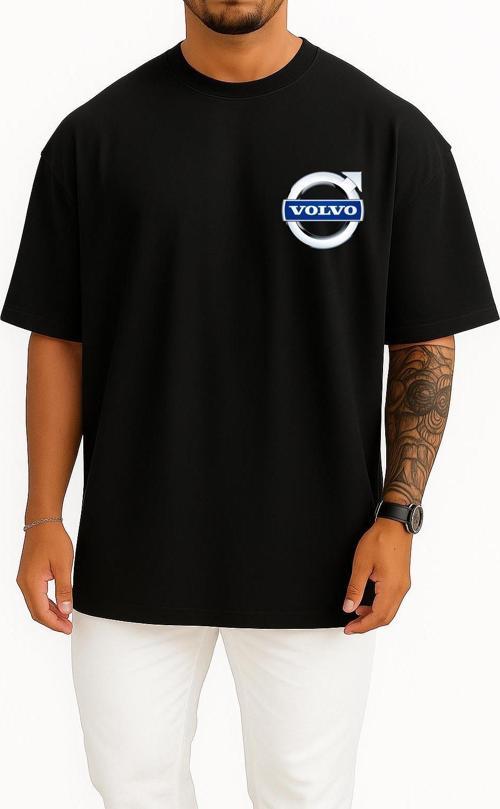 Oversize Volvo Logo Cep ve Sırt Tasarımlı Unisex T-Shirt