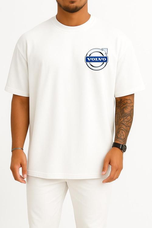 Oversize Volvo Logo Cep Tasarımlı Unisex T-Shirt