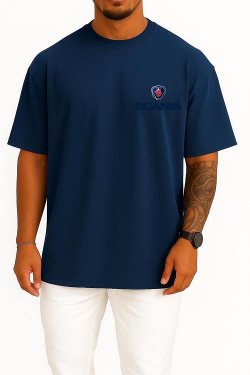 Oversize Scania Logo Cep ve Sırt Tasarımlı Unisex T-Shirt
