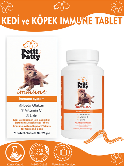 Immune System Kedi ve Köpekler İçin Destekleyici Tablet (75 Tablet)