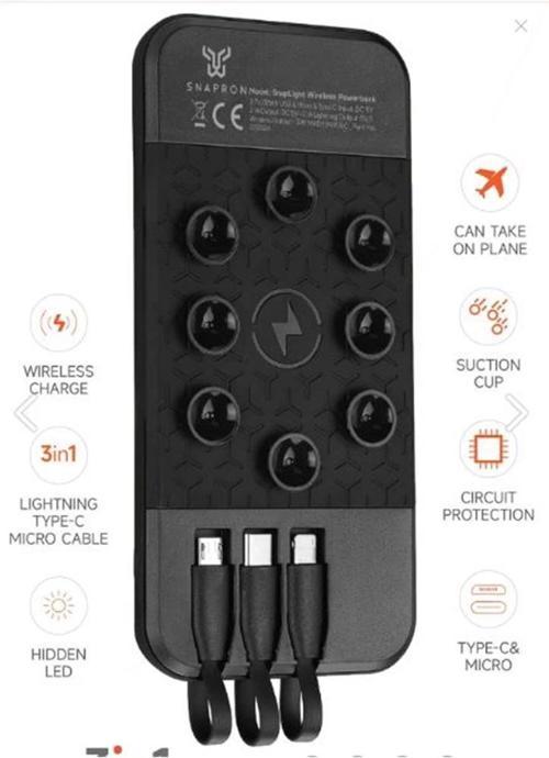 SNP-3003 10.000 Mah Vantuzlu Wireless Kablosuz ve 3in1 Kablolu Powerbank