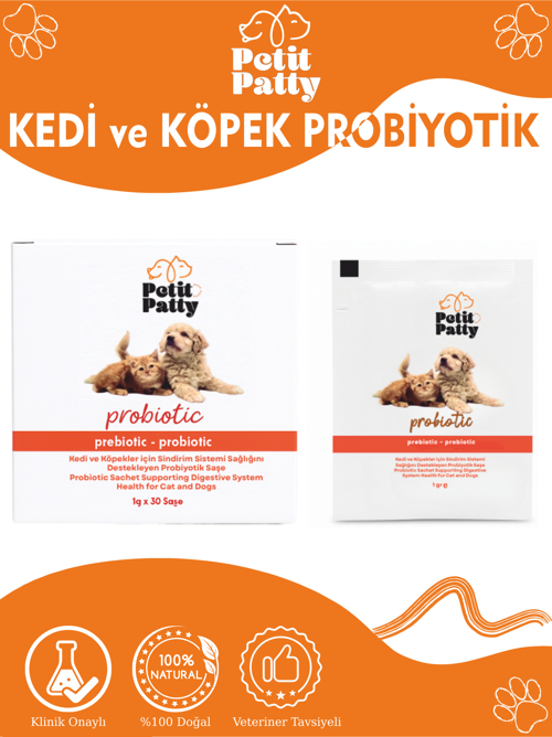Kedi ve Köpekler için Sindirim Sağlını Destekleyen Probiyotik Saşe 30x1g