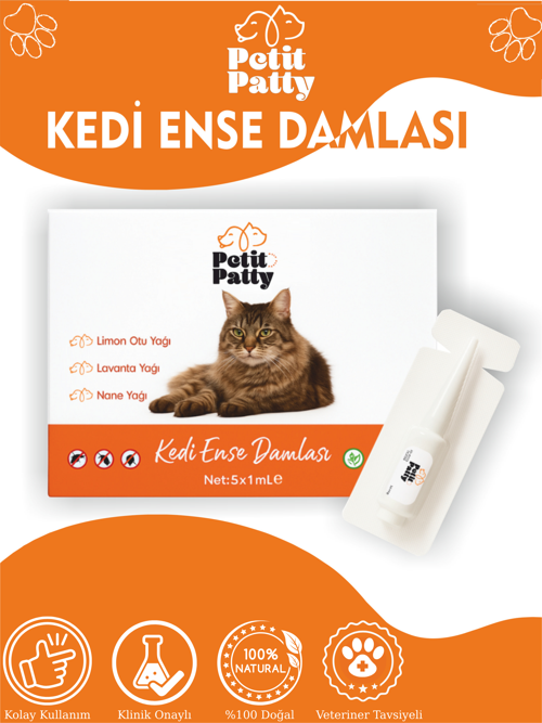 Kedi Dış Parazit Damlası Pire Bit Kene Kovucu Bitkisel Damla 5x1 ml