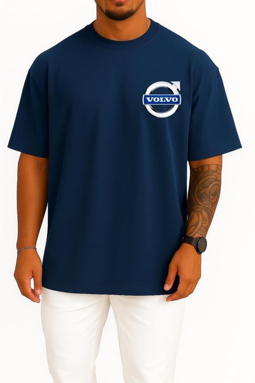 Oversize Volvo Logo Cep Tasarımlı Unisex T-Shirt